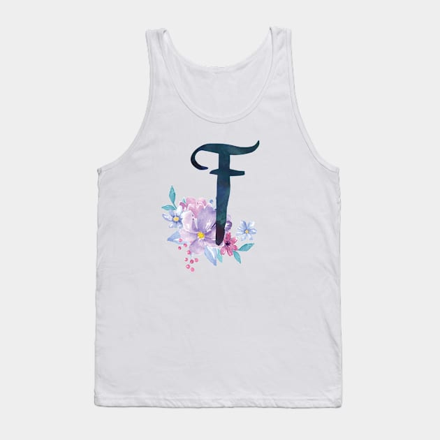 Floral Monogram F Pretty Lilac Bouquet Tank Top by floralmonogram